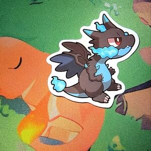 Pokemon Charizard and Mega Charizard X Sticker - Black and Blue